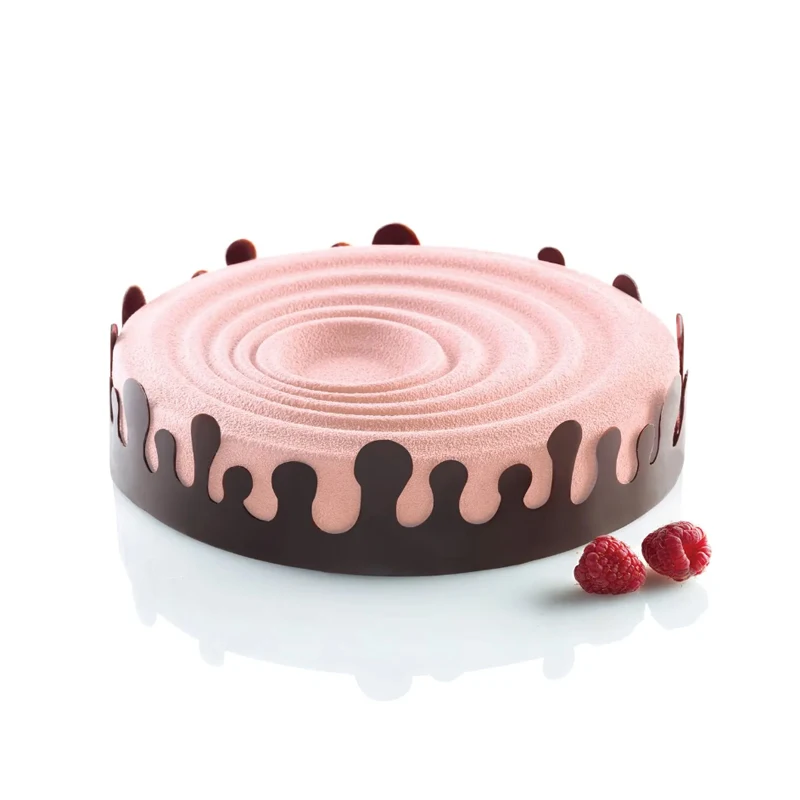 Wasser tropfen oder Flamme Textur Silikon Pad dekorative Form zylindrische Mousse Kuchen form Dessert Backwerk zeuge Küche Back geschirr