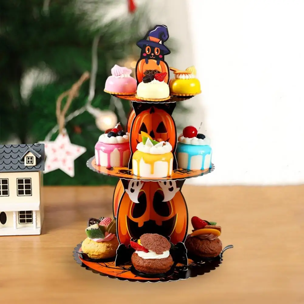 Pumpkin Hat Cupcake Stand Spooky Halloween Cupcake Stand Tower Pumpkin Cardboard Dessert Serving Tray Holder Birthday Party