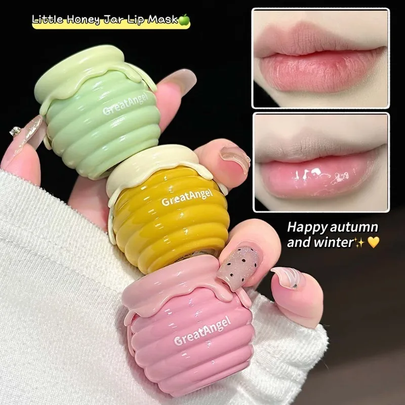 Honey Pot Lip Mask Moisturizing Long-Lasting Lip Balm Fruit Flavor Crystal Jelly Colored Anti-chapped Lip Care Smoothens LipLine