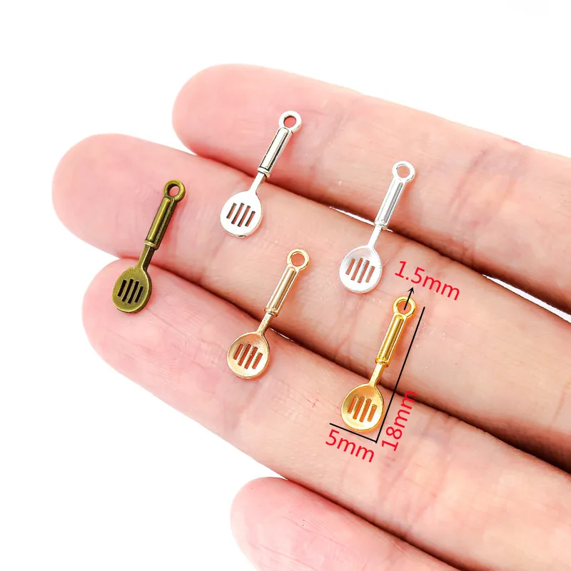 60pcs 5 colors Cooking Shovel Spatula Charms Alloy Kitchen Tool Pendant DIY Jewelry Making Accessory J461