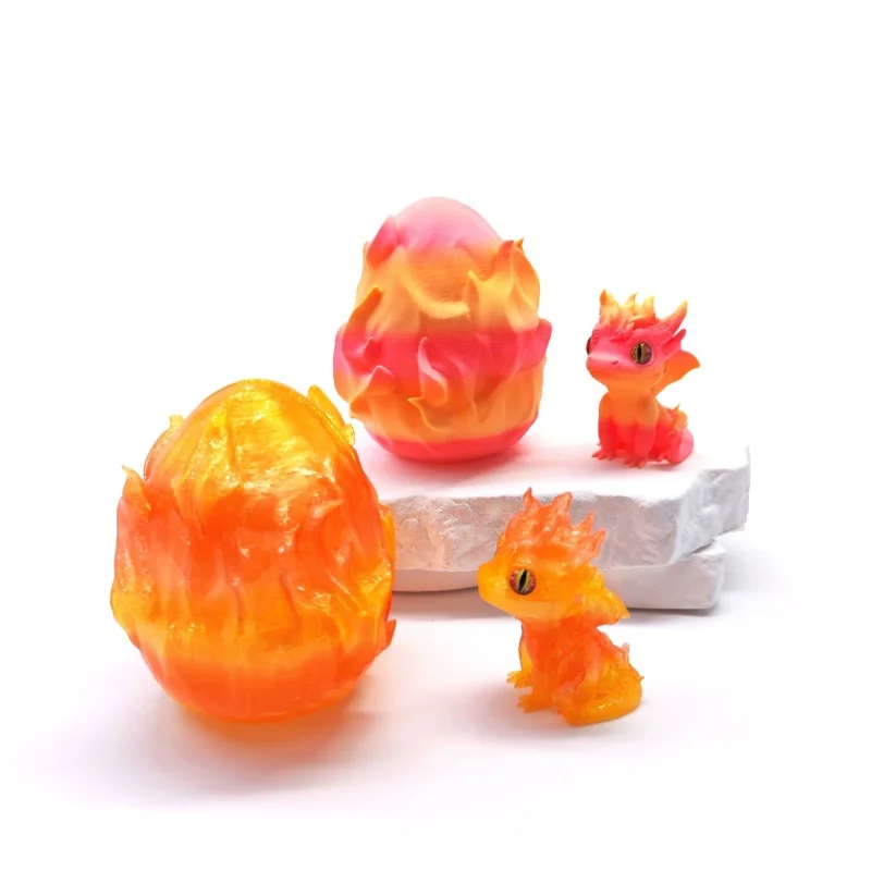3D Printed Fire Dragon Flip Dragon Egg Series Divine Dragon Figurine Desktop Decoration Children Toy Gift