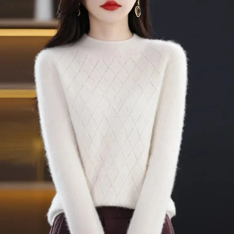 Suéter de cuello alto para mujer, Jersey de punto de manga larga, suave y cálido, elegante, a la moda, Otoño e Invierno