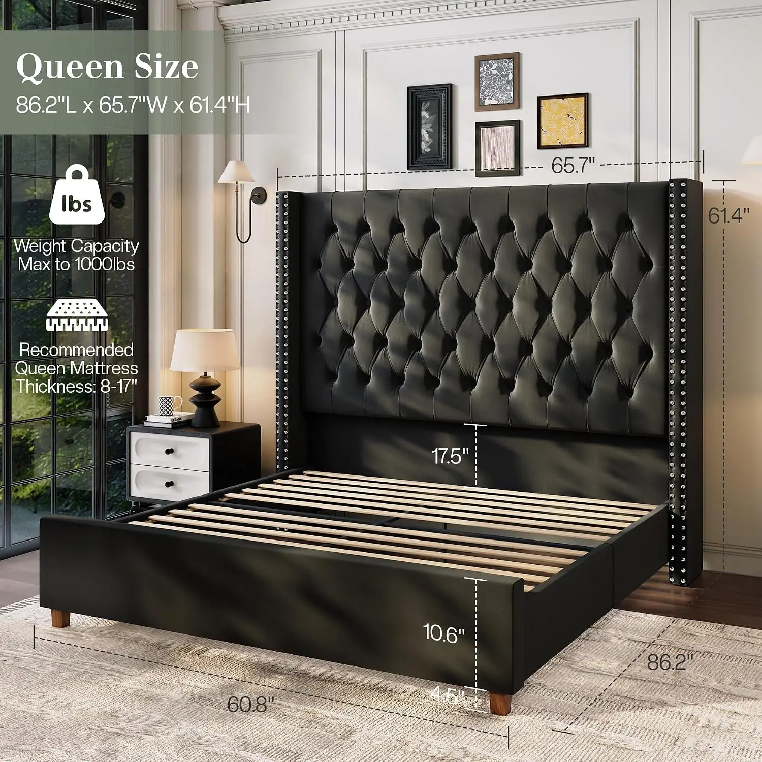 Velvet Queen Bed Frame 61.4