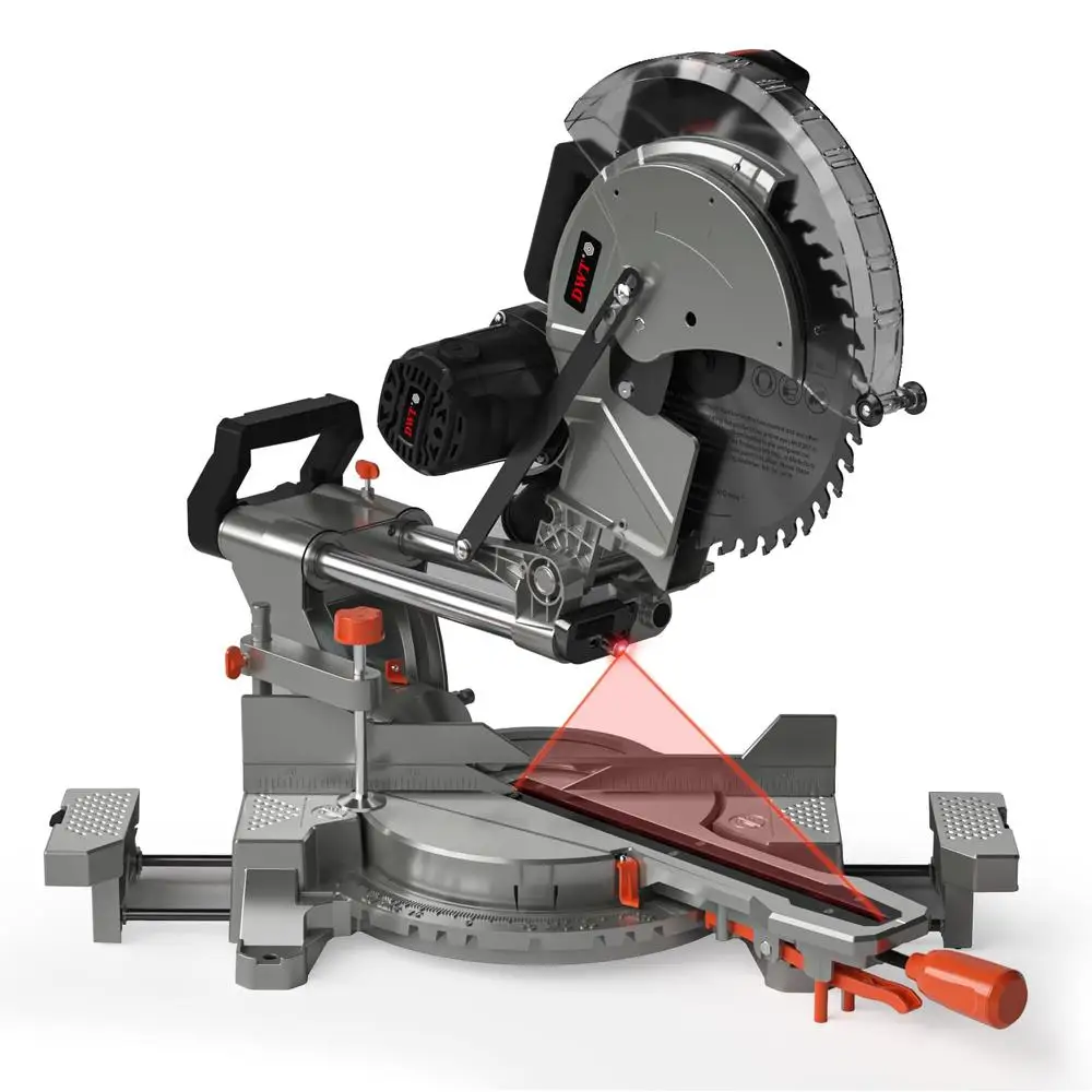 12-Inch Dual-Bevel Sliding Compound Miter Saw Laser Guided Cutting 3800RPM Powerful Motor