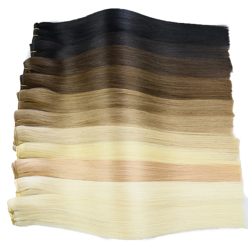 Different Color Russian Virgin Human Hair Extensions Straight Human Hair Weave Weft Bundles 100g/pc 14-24inch