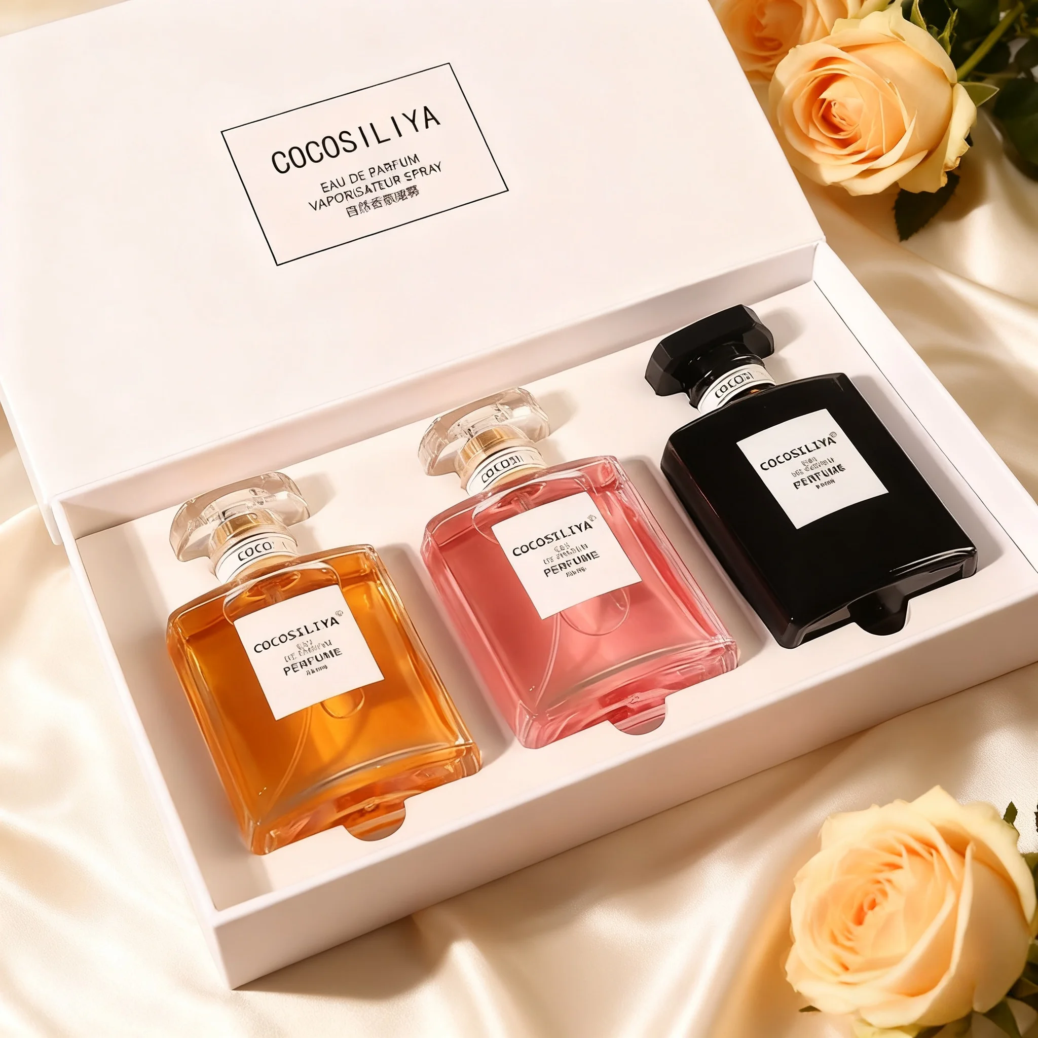 

Женский парфюмерный набор из 3 предметов, 50 мл x 3 стойких ароматов с цветочными остротыми и деревянными восточными ароматами для свежести в течение всего дня