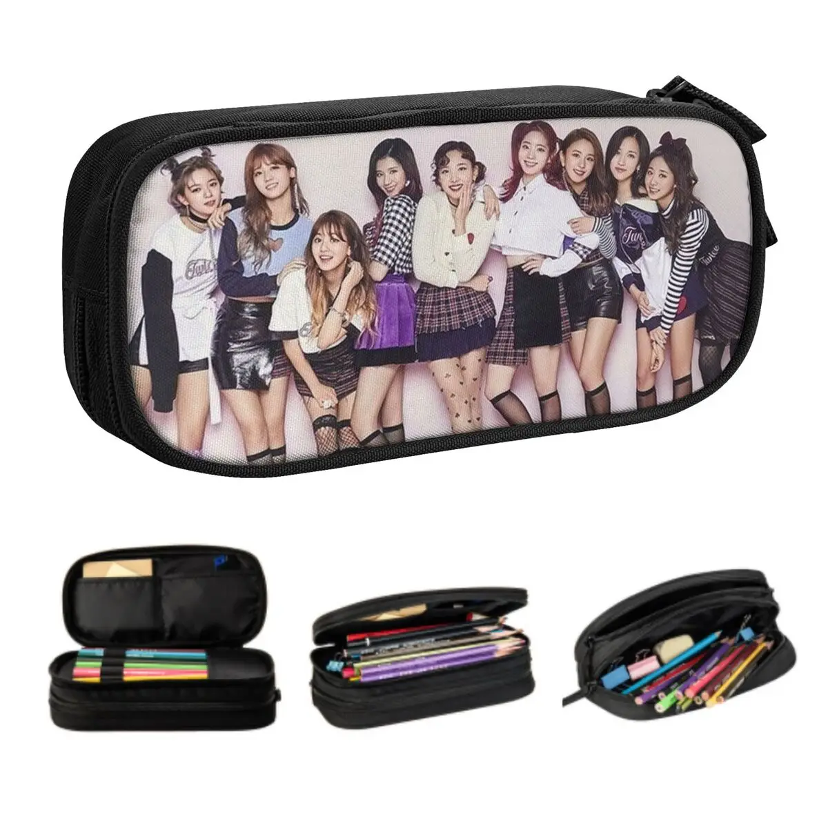 Custom Kpop Twiceed Beauty Lovely Korean Pencil Cases Boys Gilrs Big Capacity Pencil Bag Pouch Students Stationery