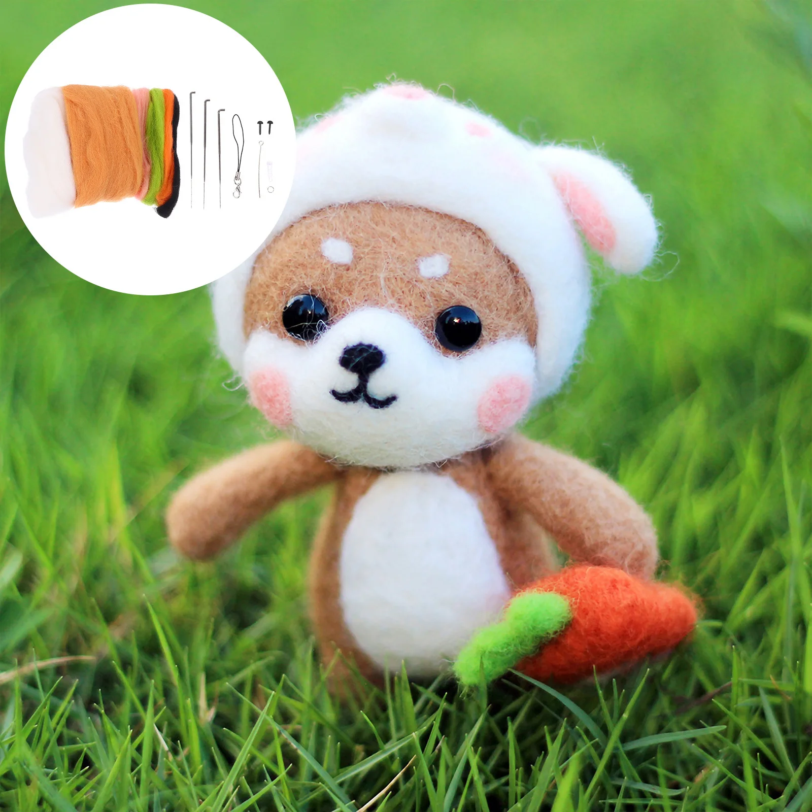 

1Set Wool Felt Ornament DIY Kit Handmade Animal Wool Felting Crafts Creative Parent Child Activity Material Package