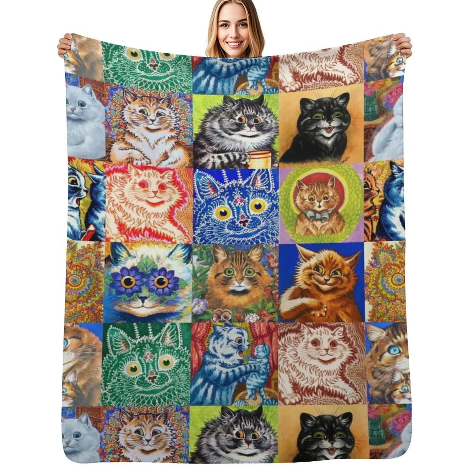 

HD LOUIS WAIN - Cats Throw Blanket Luxurious Soft Fuzzy Blanket for Sofa Bed