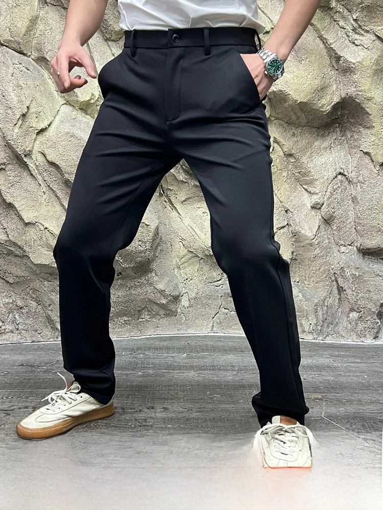

Busin Commuter Men's Casual Pants Straight Leg Comfortable Skin-friendly Fiber Warm Micro Elastic Autumn Faion