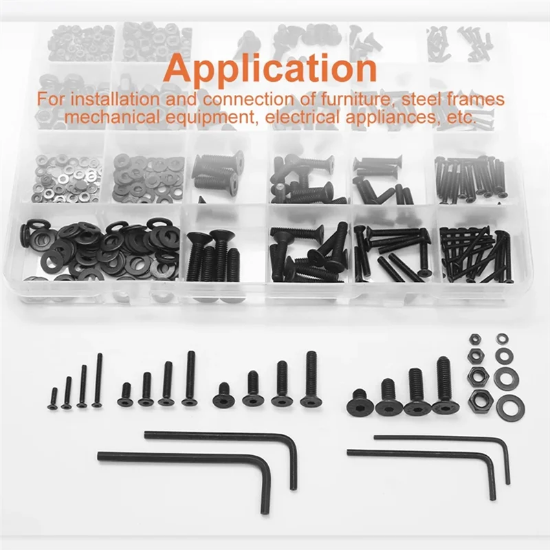 

2025 Trend1322pcs Flat Head Hex Socket Cap Screw Parts M2 M2.5 Carbon Steel Countersunk Head Bolt Screw Nut Assortment Kit