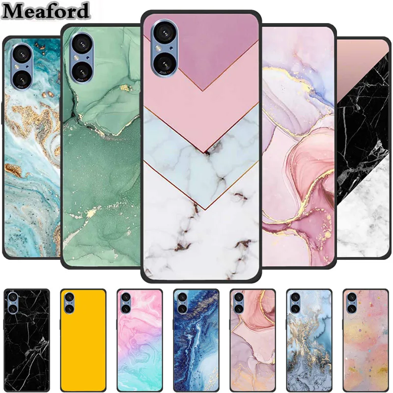 For Sony Xperia 5 V Case Marble Shockproof Soft Silicone TPU Back Cover For Sony Xperia5 V 5V 5G Phone Cases XQ-DE54 New Fundas