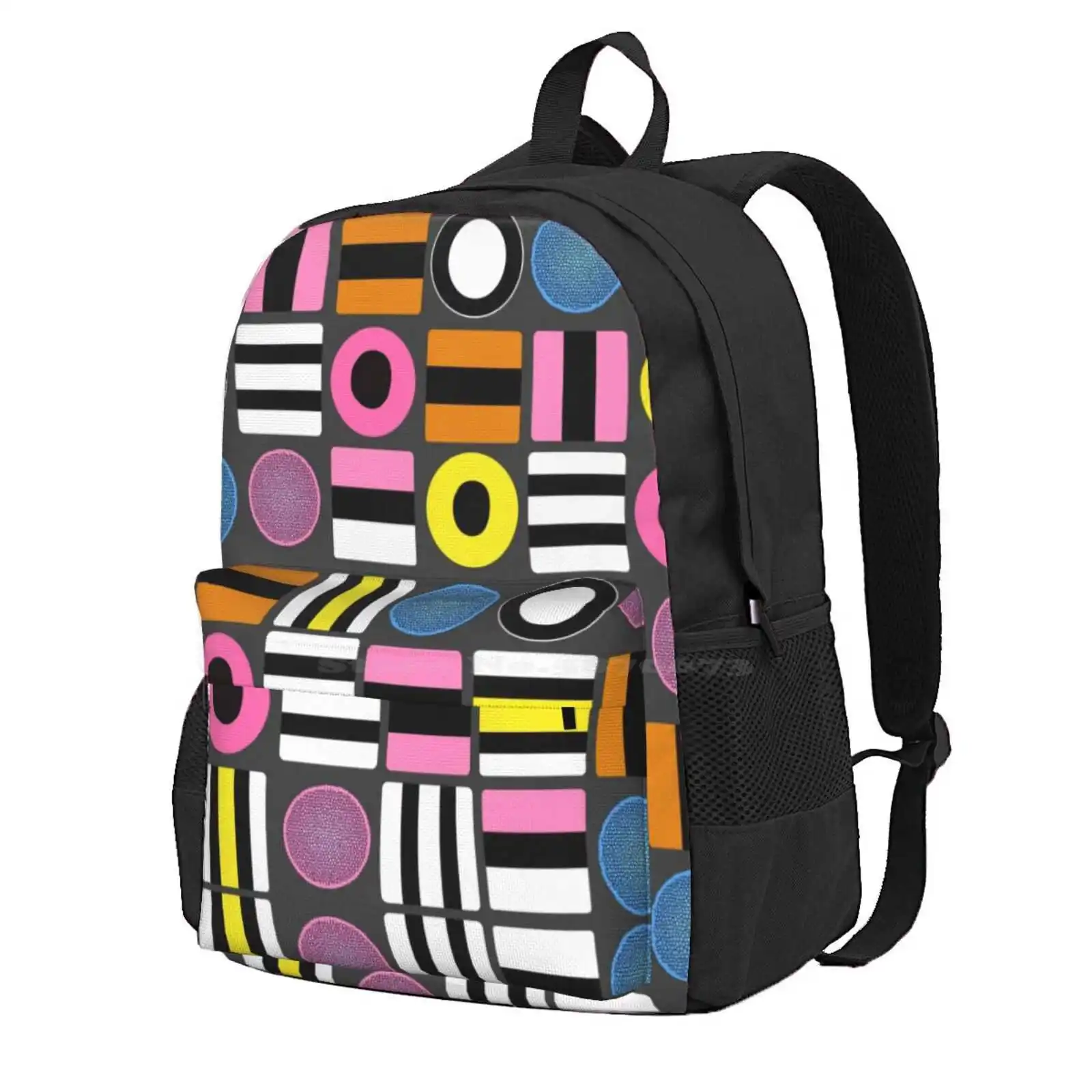 Liquorice All Sorts Surface Pattern Hot Sale Schoolbag Backpack Fashion Bags Candy Liquorice Allsorts Sweets Beacon Sweets