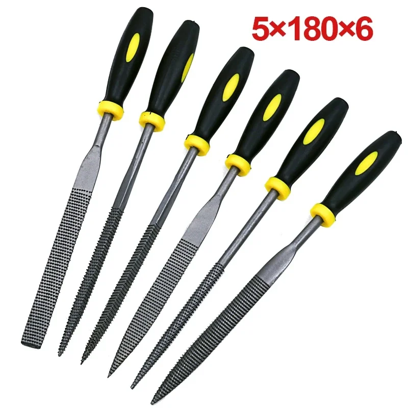 6-Piece Assorted Wood and Rosewood File Set: Hardwood Files / Wood Carving / Fine-Tooth / Flat Files / Mini Roughing Files