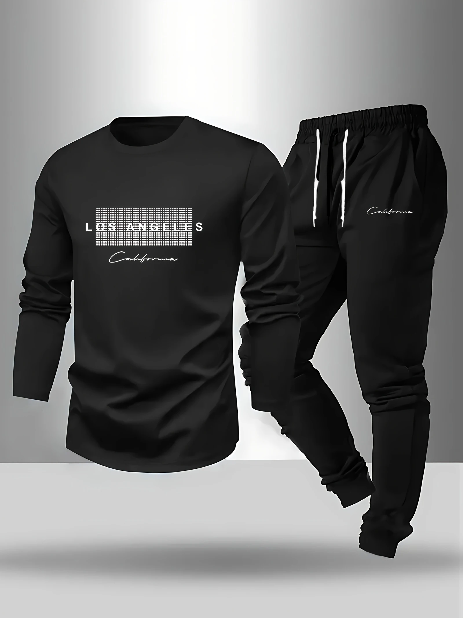 

New men's long sleeves and long pants for Spring and Autumn 2025 soft casual and fashionable with letter prints