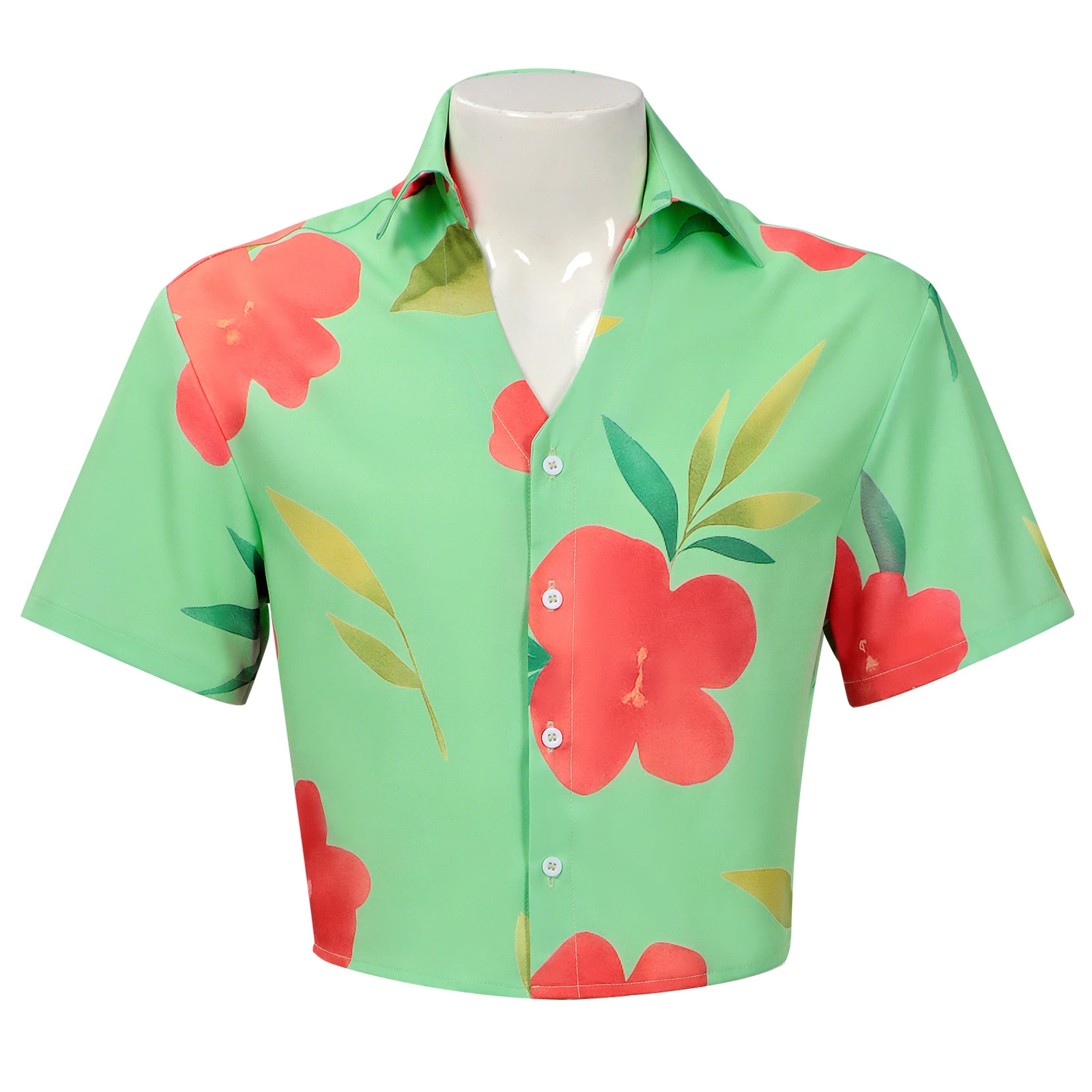 

K-Pop Saja Boys Abby Cosplay Costume Men'S Flower Printed Green Short Sleeved Concert Shirt Halloween Carnival Party Shirt