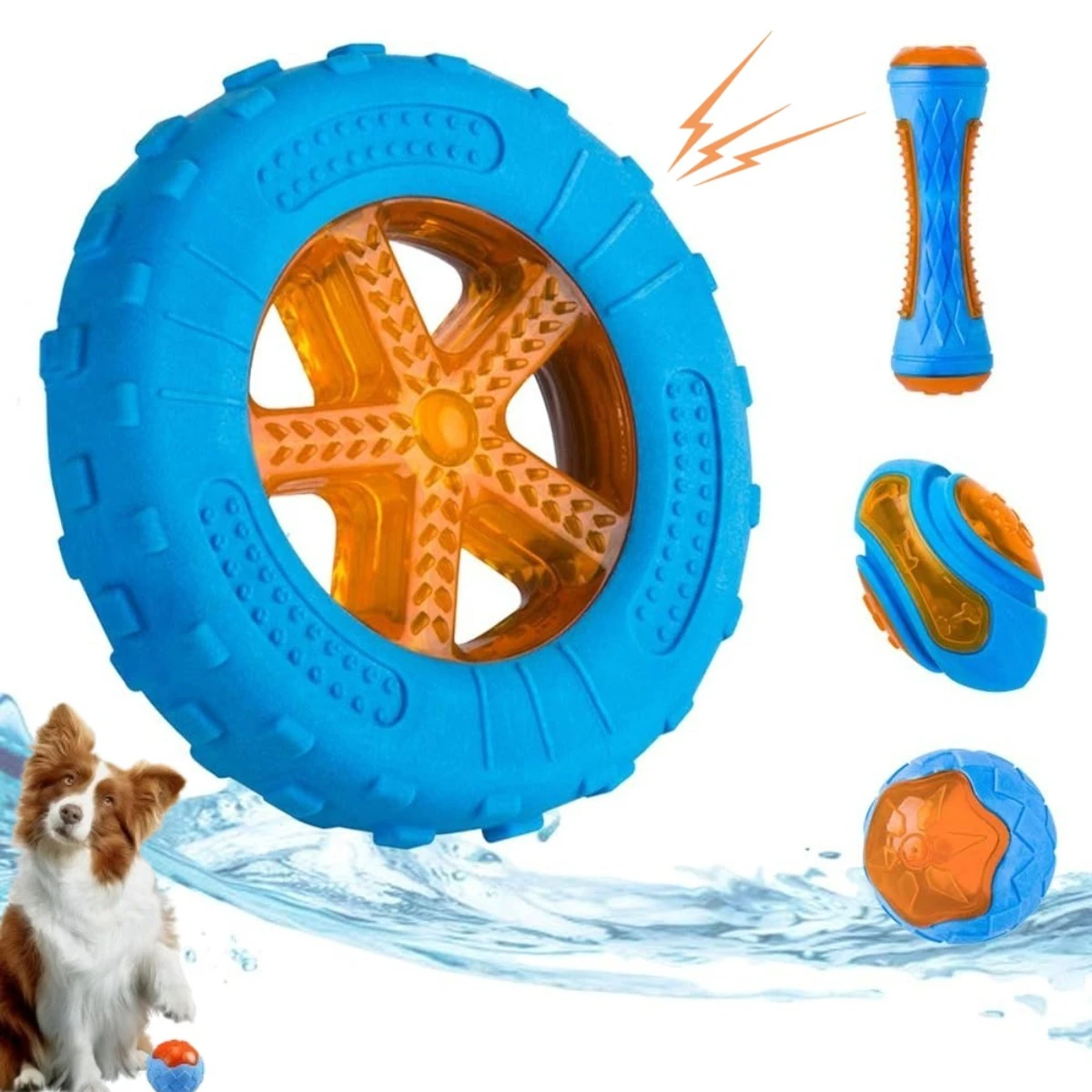 

4pcs Rubber Dog Water Toys Multifunction Chewing Squeaky Training Interactive Pool Dog Toy Summer Outdoor Beach Dog Floating Toy