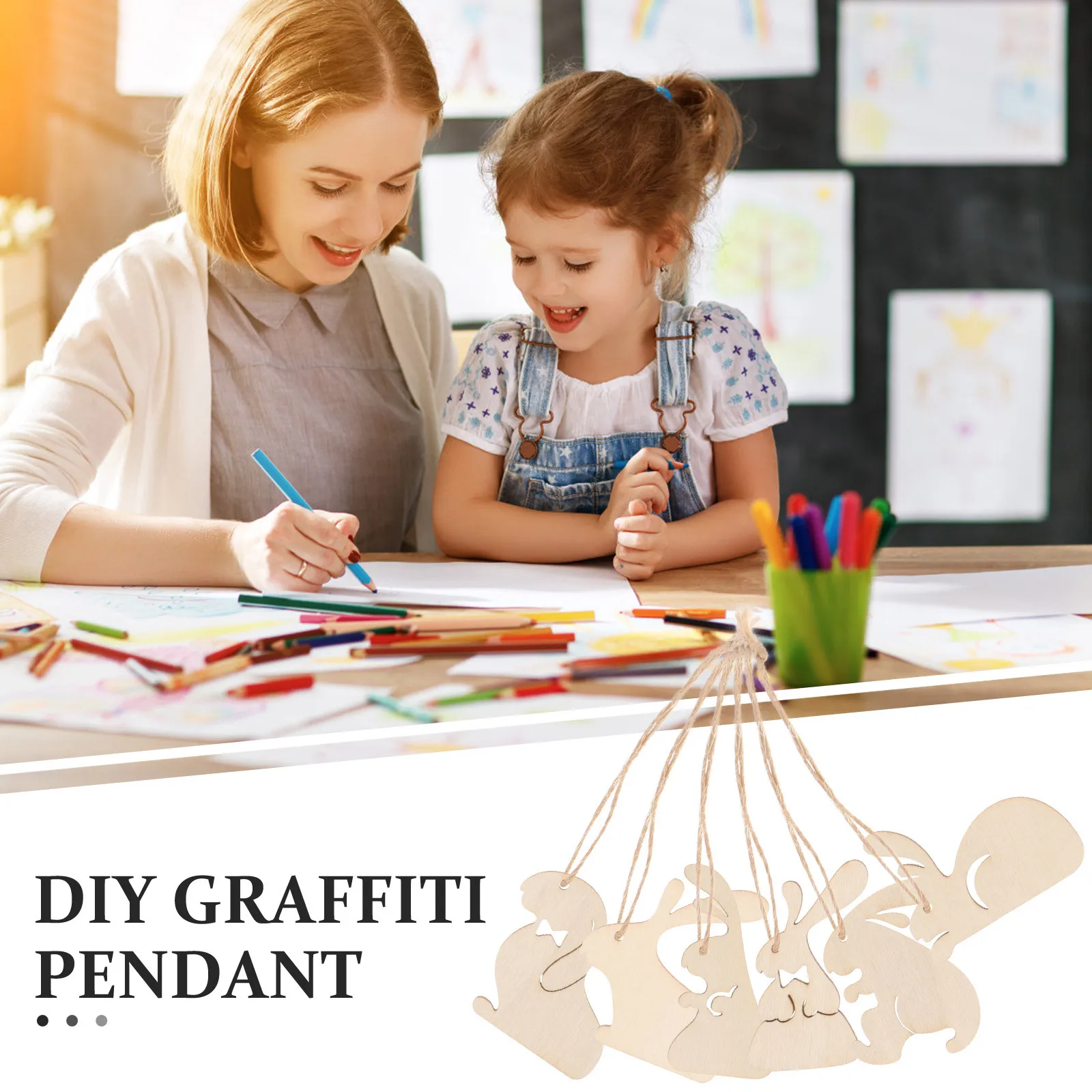 

25Pcs DIY Easter Wooden Bunny Slices Unfinished Cutouts for Crafts Home Decor Hanging Wooden Bunny Slices Easter Craft Supplies