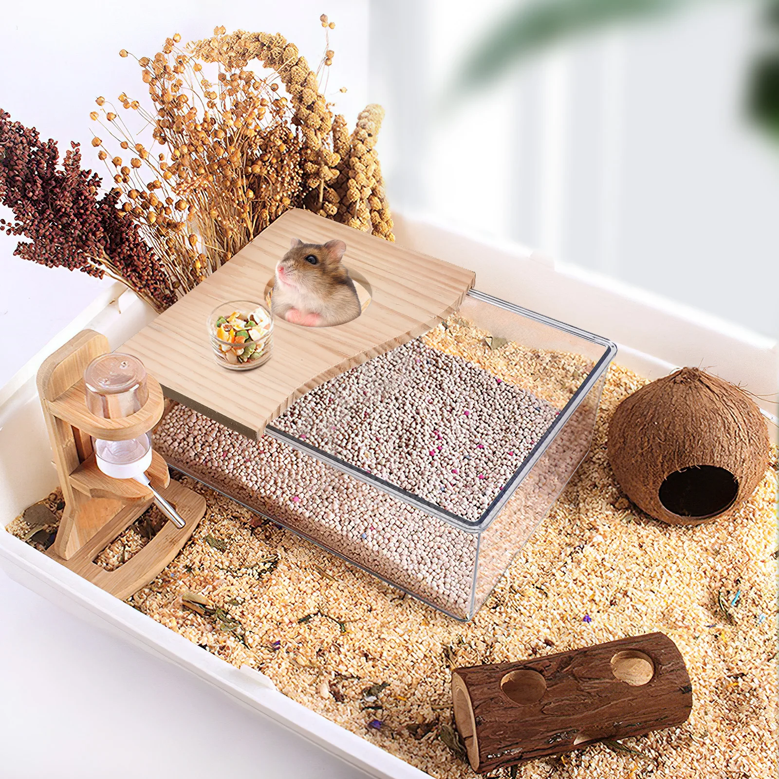

1pc Hamster Urinary Bath Sand Basin Acrylic Container Pet Supplies Bathing Accessories for Chinchilla Hamster Cage