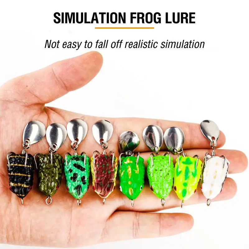 Nouvelles leurres souples Mini Thunder Frog de 2,5 cm/3 g avec 2 hameçons cachés, leurres en silicone Wobbler avec paillettes métalliques, leurres pour la pêche à la truite