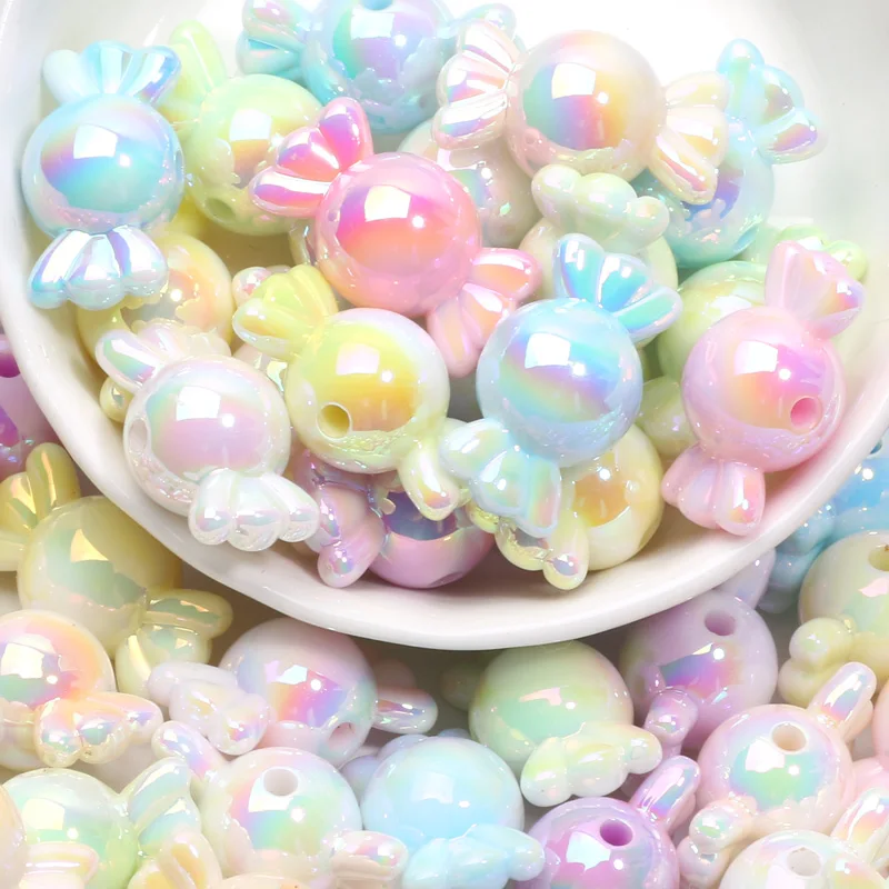10pcs Gradient Color Sweets Acrylic Beads Loose Spacer Beads For Jewelry Making DIY Bracelet Necklace Earring Charms Handicrafts
