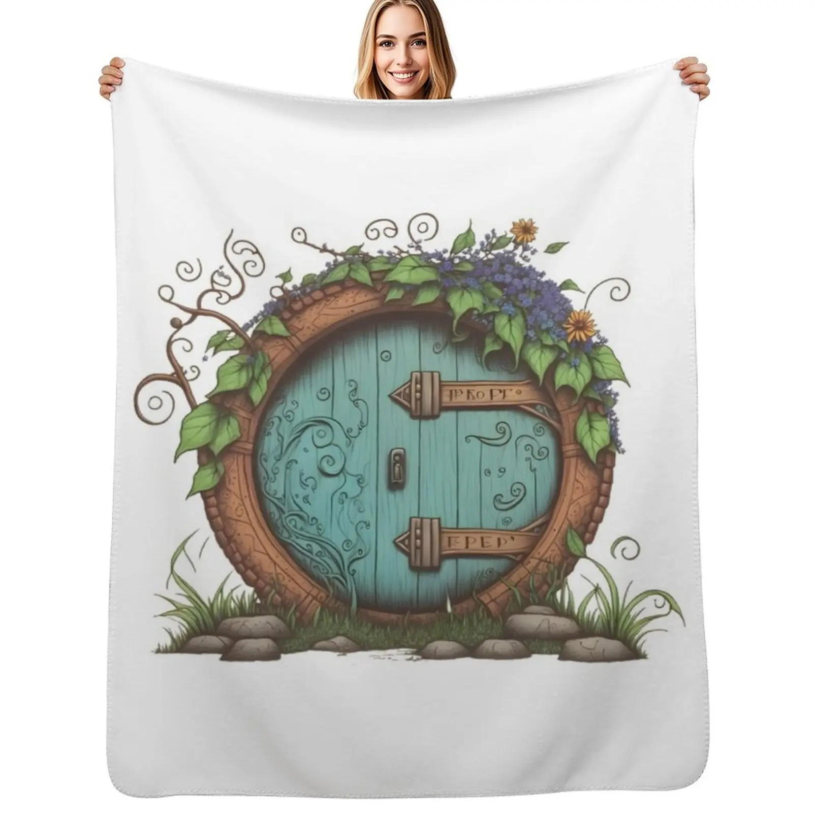 

Beautiful Round Door - White - Fantasy Throw Blanket Personalized Gift for babies Luxury St Weighted Blankets