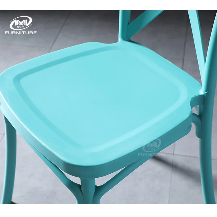 Restaurant bar back plastic lounge chair, stackable outdoor simple fork back chair