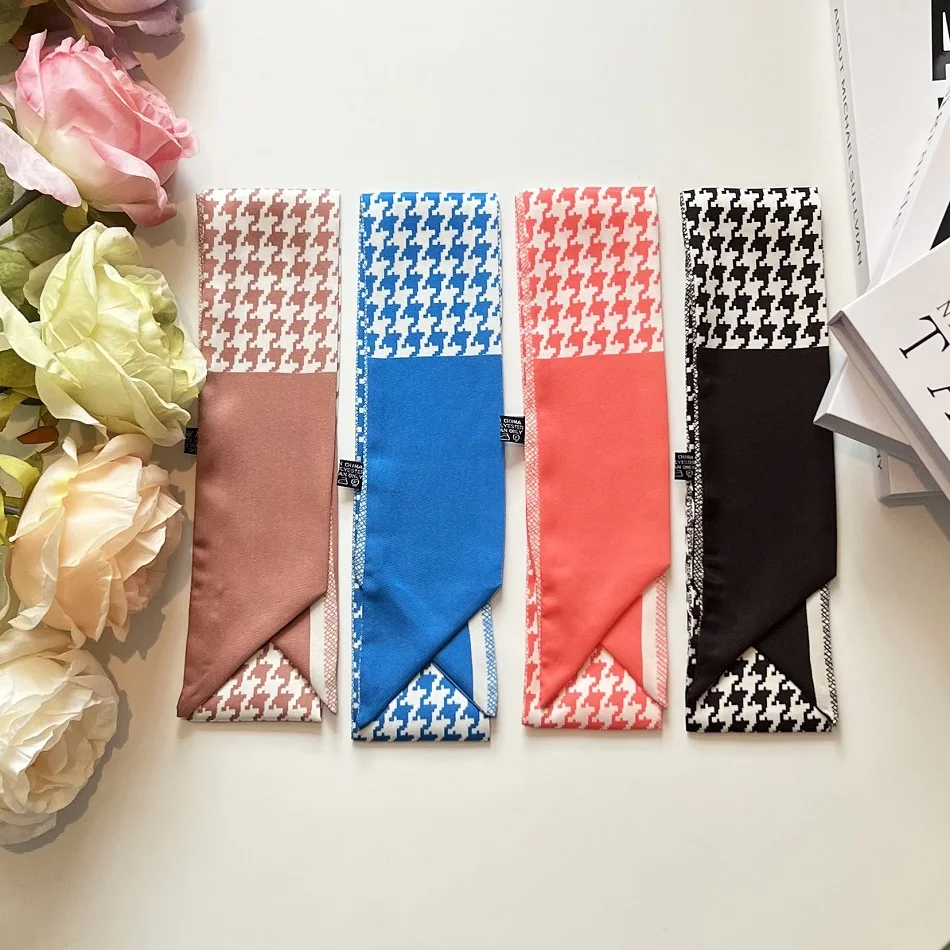 2025 ใหม่กระต่ายกระเป๋าผ้าไหมผ้าพันคอยาวผ้าพันคอขนาดเล็กบางแคบแถบคาดศีรษะตกแต่ง Princess Diana กระเป๋าผูกกระเป๋าริบบิ้น