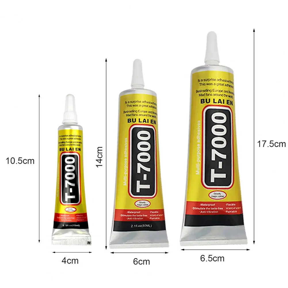 2Pcs T-7000 Universal Glue Strong Adhesiveness Waterproof Eco-friendly Black Permanent Multi-purpose Repairing Glue for Phone Sc