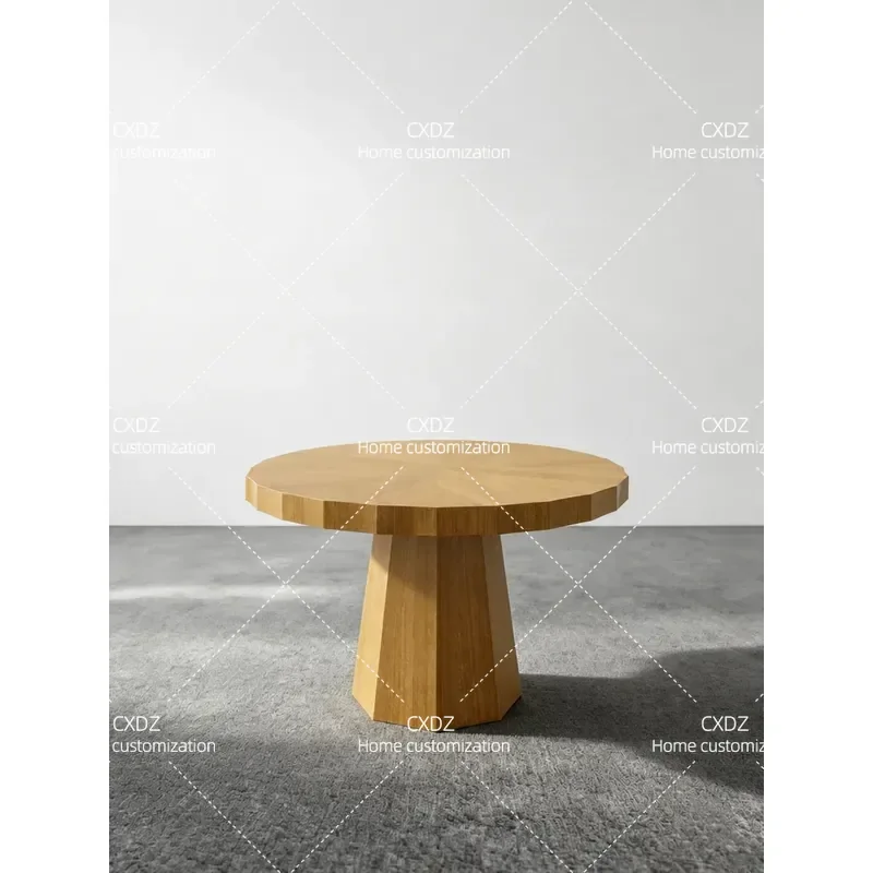 Medieval Style Wabi Sabi Retro Solid Wood Round Dining Table for Home Living Room Decoration Universal Size Apartment