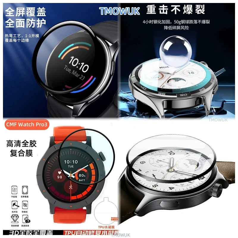 

For Nothing CMF Watch3 Pro Protective Film - Anti-scratch Soft Film, Anti-glare Coating, Washable Feature [Anti-glare Coating, W