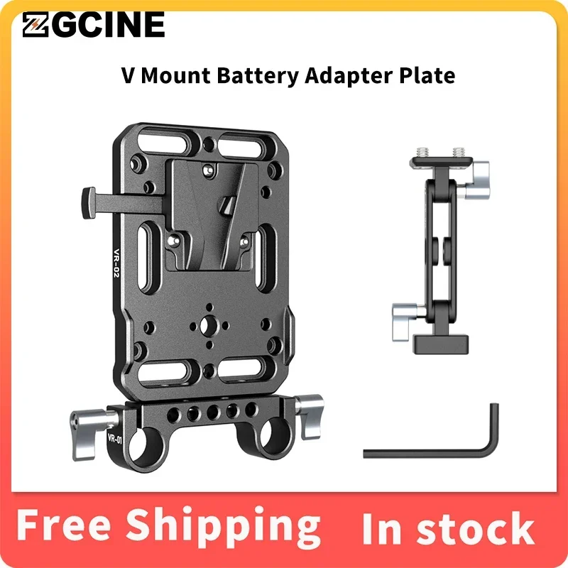 ZGCINE VR VR-02 V Mount Battery Adapter Plate V-Lock Kit with 15mm Rod Clamp Adjustable Arm For Canon Sony Nikon DSLR Camera