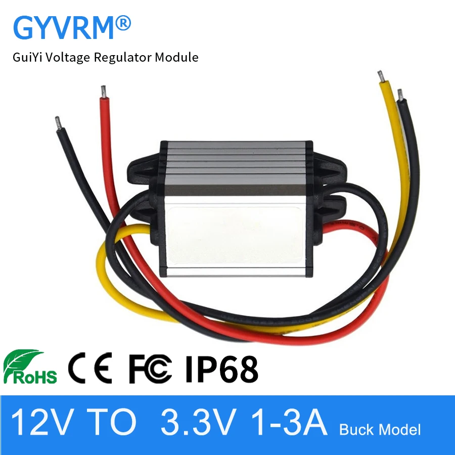 

GYVRM DC-DC Step Down 12V to 3.3V 1A 2A 3A Buck Converter 8V 12V 18V 20V 22V to 3.3V Waterproof Small Aluminum Shell