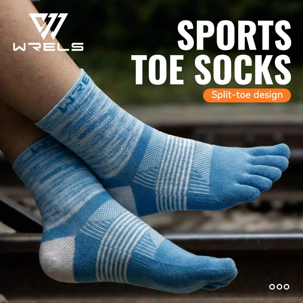 WRELS 1/2/3 Pair Five Finger Socks Athletic Running Breathable Ankle Compression Lightweight Moisture Wicking Anti-Blister Socks