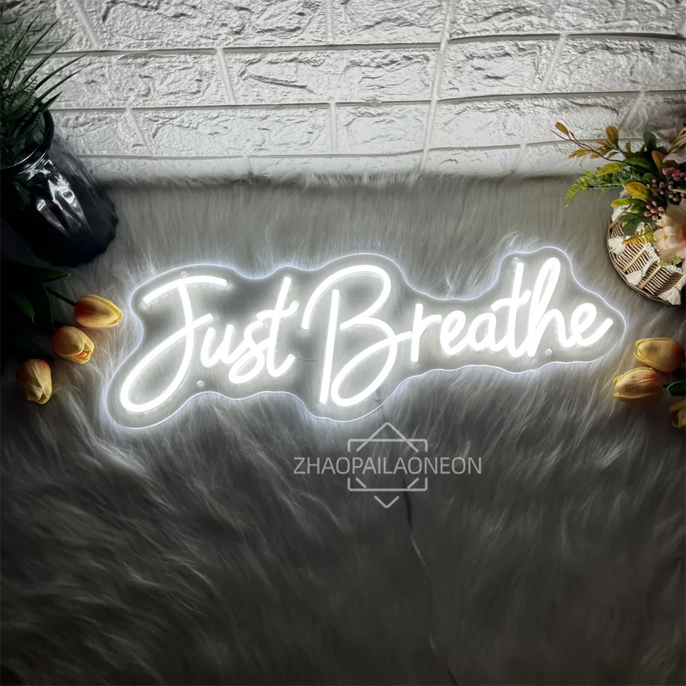 Neon Sign Just breathe Neon Led Sign Boy Girl Bedroom Room Decor LED Wall Hanging Neon Lights Personalized Gift Birthday