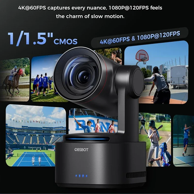 

OBSBOT Tail 2 PTZR NDI Live Production Camera 4K@60FPS, Pro AI Tracking, 1/1.5" CMOS, 50MP, 5X Optical Zoom, 12X Hybrid Zoom