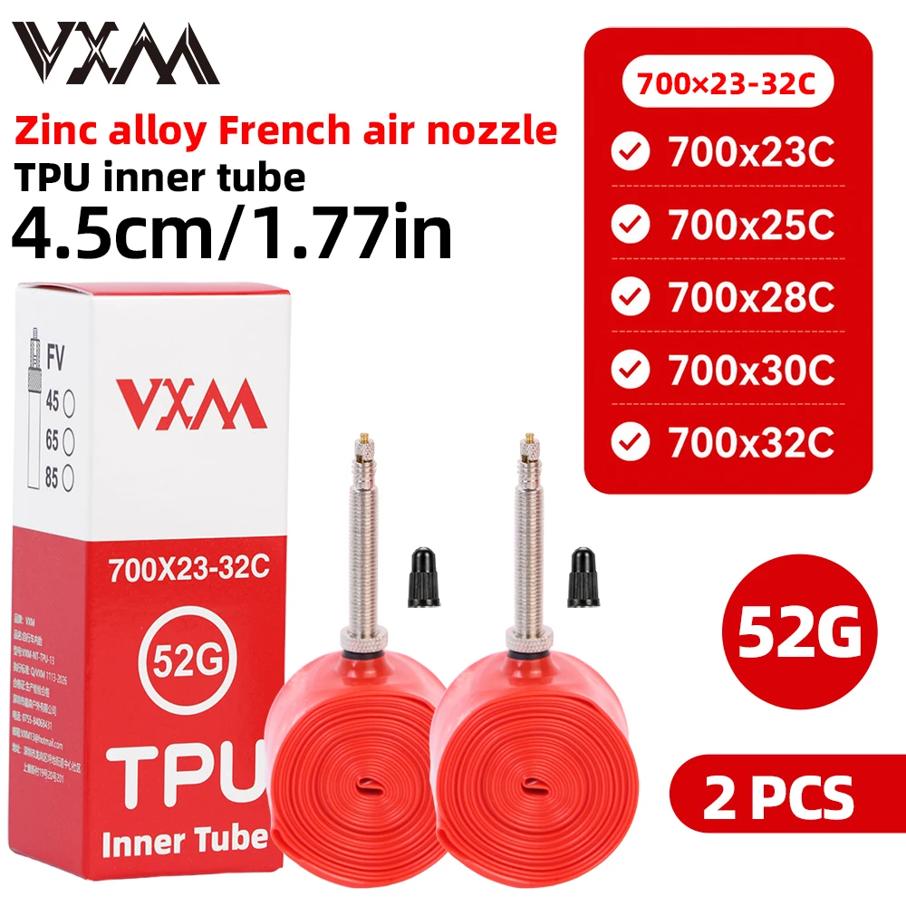 2 Stück VXM 700C Presta-Ventil Ultraleichter, dicker TPU-Rennrad-Schlauch, pannensicher, verdickt und reißfest