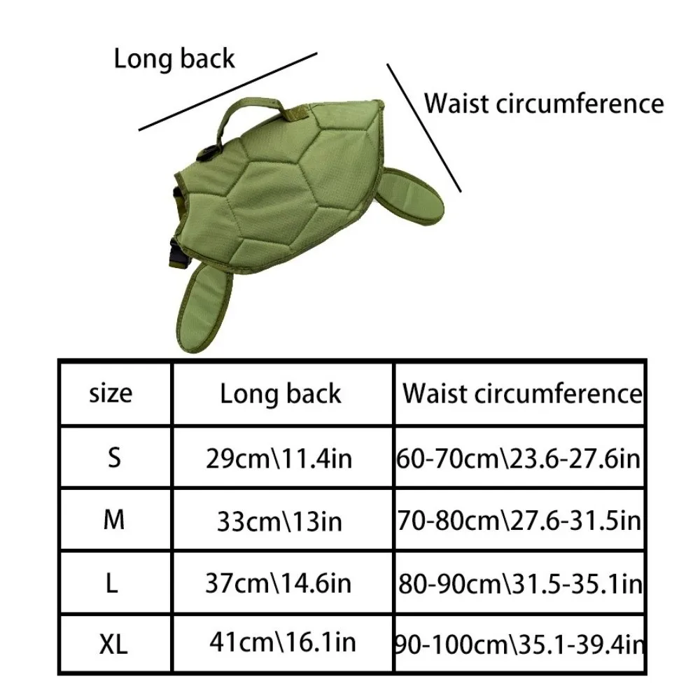 Cute Turtle Shape Pet Life Jacket Adjustable Life Preserver Dog Safety Vest Reflective Portable Handle Dog Swimsuit view 6