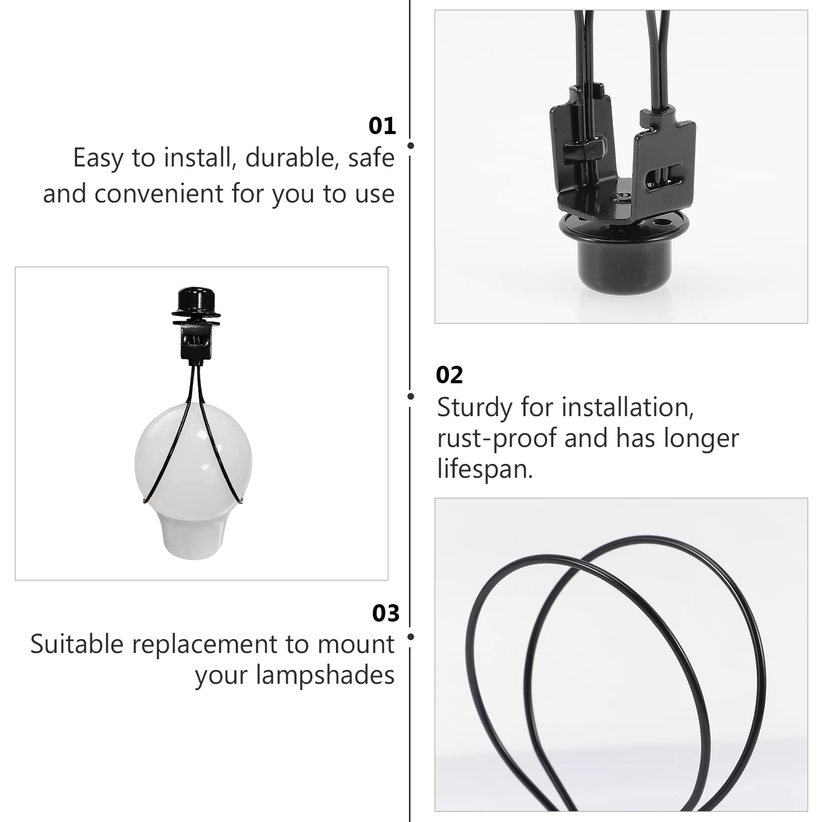 

Wrought Iron Lamp Shade Adapter Bulb Clip Finial Cap Rust Proof Durable Lighting Accessories Table Floor Lamps Home Cafe