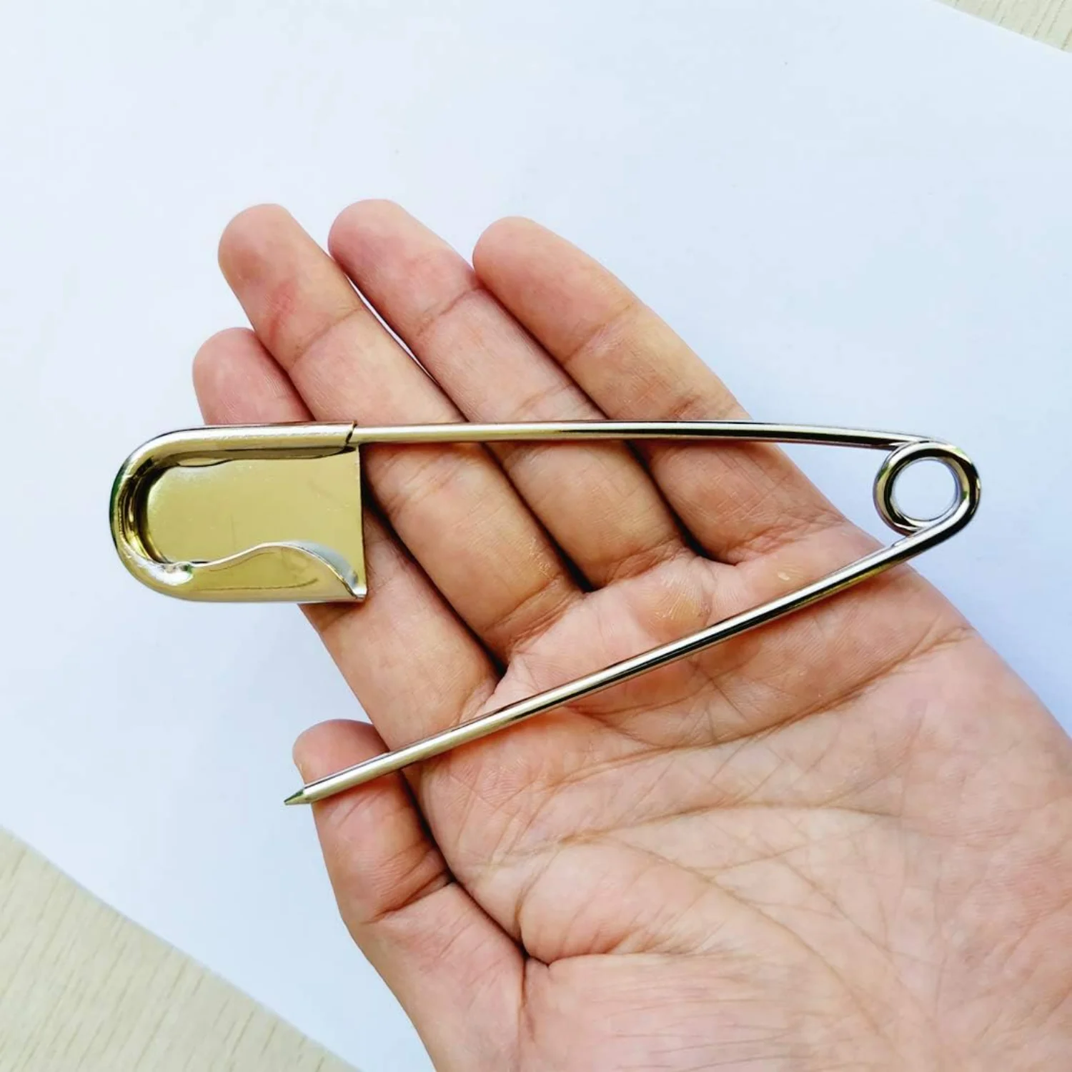 5 Inch Heavy Duty Jumbo Stainless Steel Safety Pins - Set of 5 Silver Color Safety Pins for Laundry, Blanket, Key Rings, Outdoor