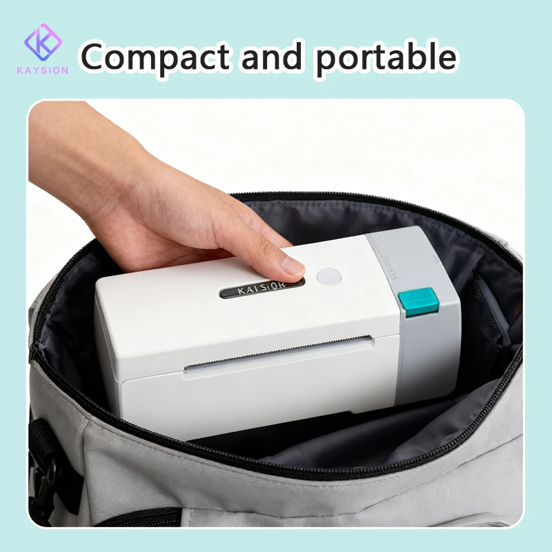 KAYSION طابعة ملصقات حرارية بلوتوث طابعة ملصقات شحن صغيرة 4X6 بوصة متوافقة مع نافذة iPhone Android Mac
