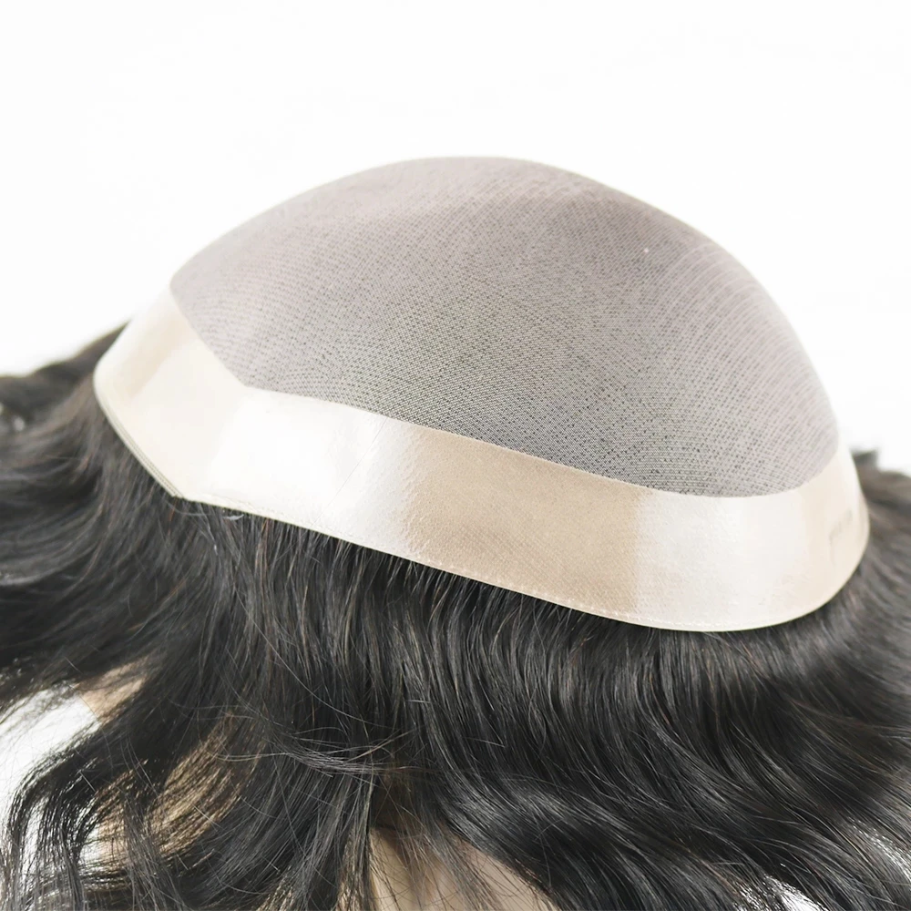 # 4 براون شقراء 20 مللي متر مجعد ريمي الشعر البشري الرجال الشعر المستعار سوبر دائم أرخص أحادية أعلى بولي PU حول رجل نظام الشعر الباروكات