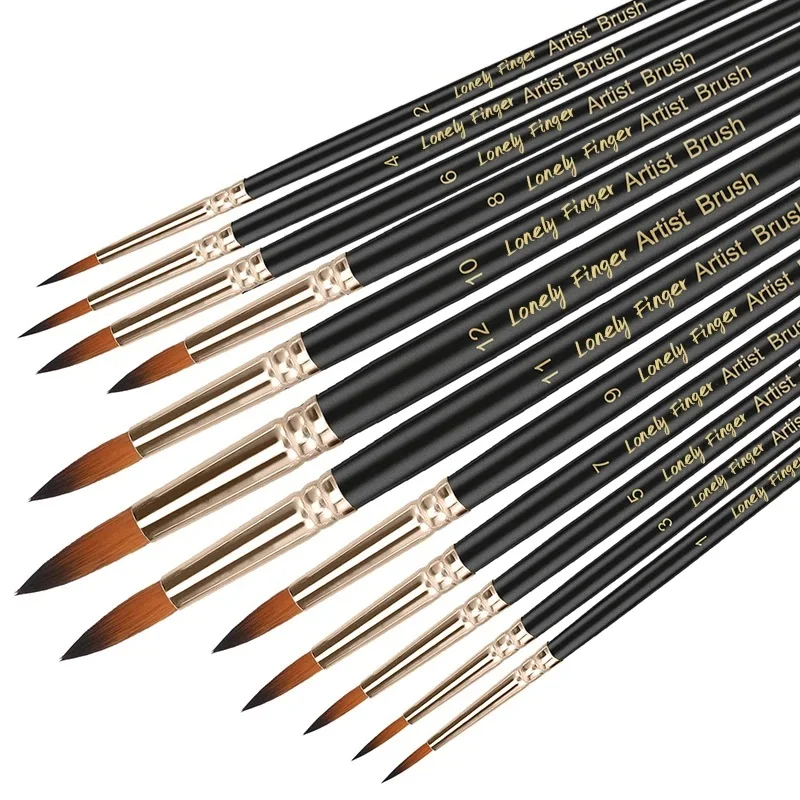 

12 PCS Round Filbert Flat Paint Brushes Set, Artist Brush for Acrylic Oil Watercolor Gouache Artist Synthetic Nylon