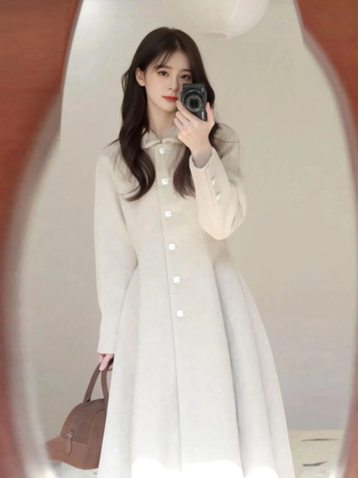 

Hebe Sle корейское шерстяное пальто с высокой талией Ele Spring Outfit Rich Girl Sensation простое облегающее длинное пальто све