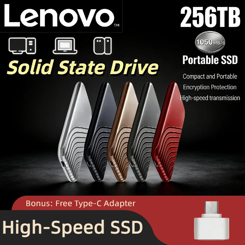 

Внешний твердотельный накопитель Lenovo PSSD 16 ТБ 8 ТБ 4 ТБ 2 ТБ USB 3.1 Type-C: высокоскоростной, прочный дизайн, для ноутбуков, компьютеров, Mac, игр