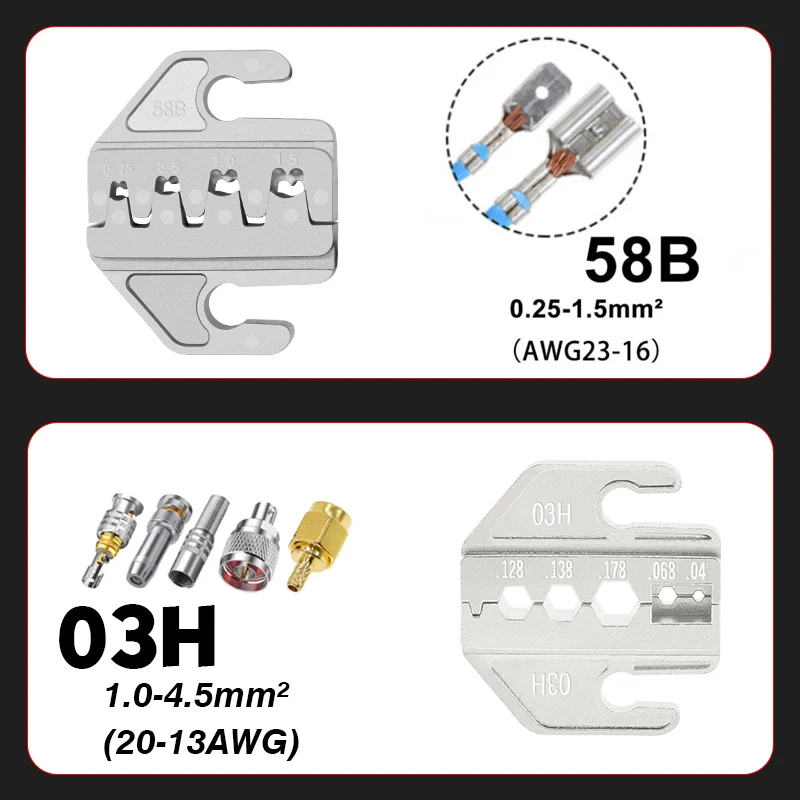 SN-58B=28B+48B Wire Crimping Pliers 0.25-1.5mm² For Box TAB 2.8/4.8/6.3 SM2.5 XH2.54 Terminals Kit Electrical Hand Tools
