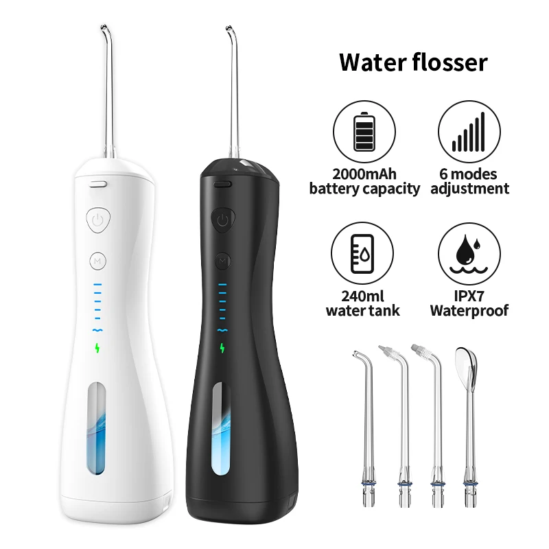 Irrigador Oral recargable por USB, limpiador Dental portátil con chorro de agua, tanque de agua de 240ML, resistente al agua, 6 modos de limpieza