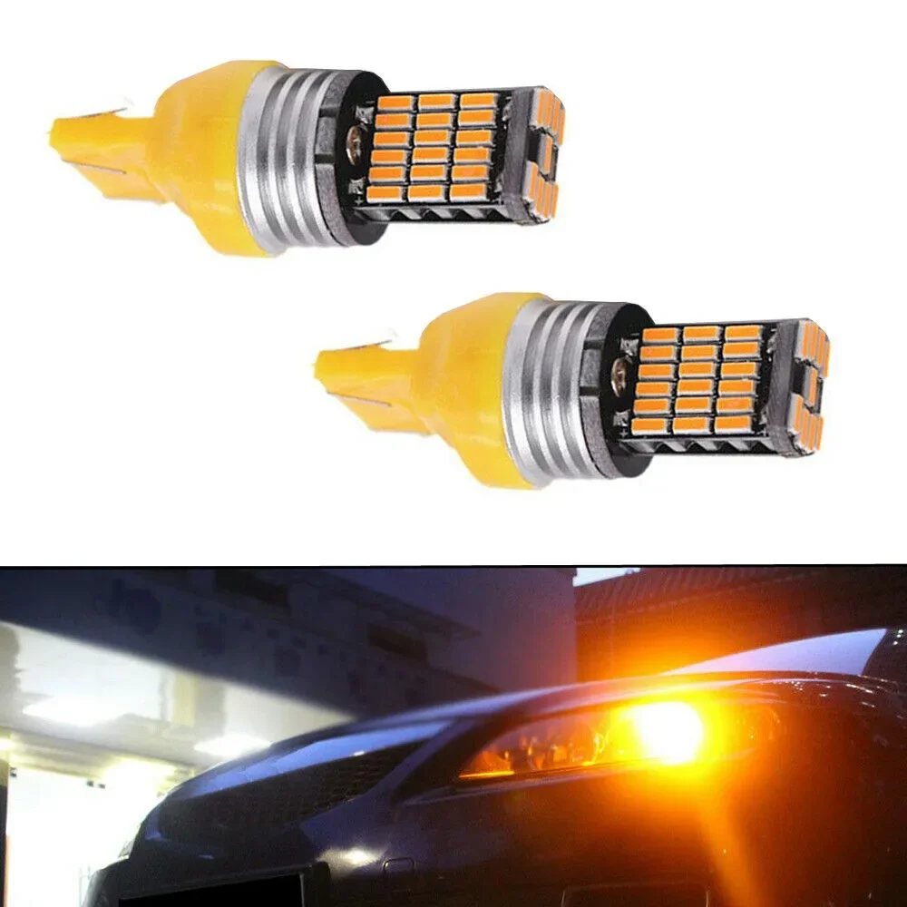 2Pcs  WY21W LED Canbus No Error No Hyper Flash Turn Signal Lights Bulb 3030 T20 W21w Wy21w 7440 Bulb Orange