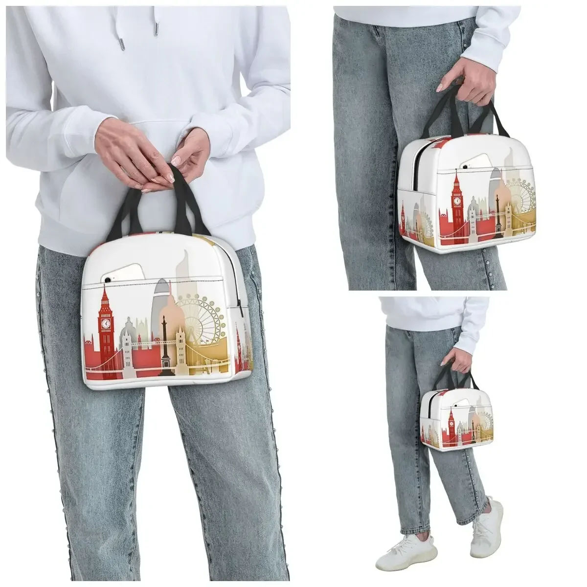 London Insulated Lunch Bag for Kids School Cooler Thermal Food Box Tote Portable Lunch Boxes Container view 2