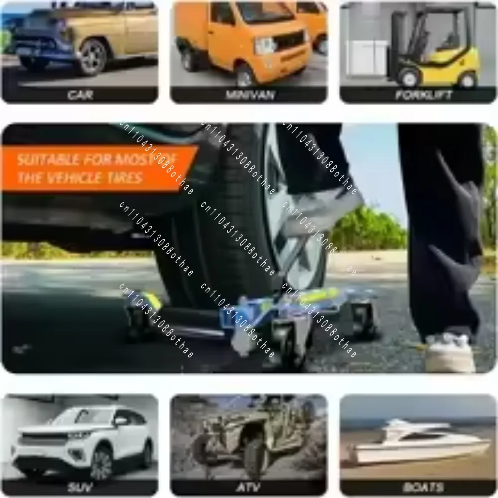 Reflective Tape for Tire Repair and Hydraulic 6000LBS Car Wheel Dolly Jack Set of 4 with Foot Pedal Vehicle Skates